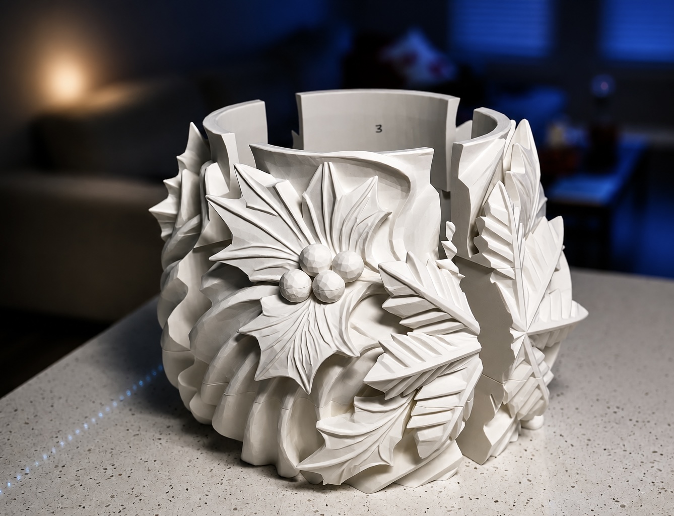 Decorative vessel divided into engineered fabrication sections